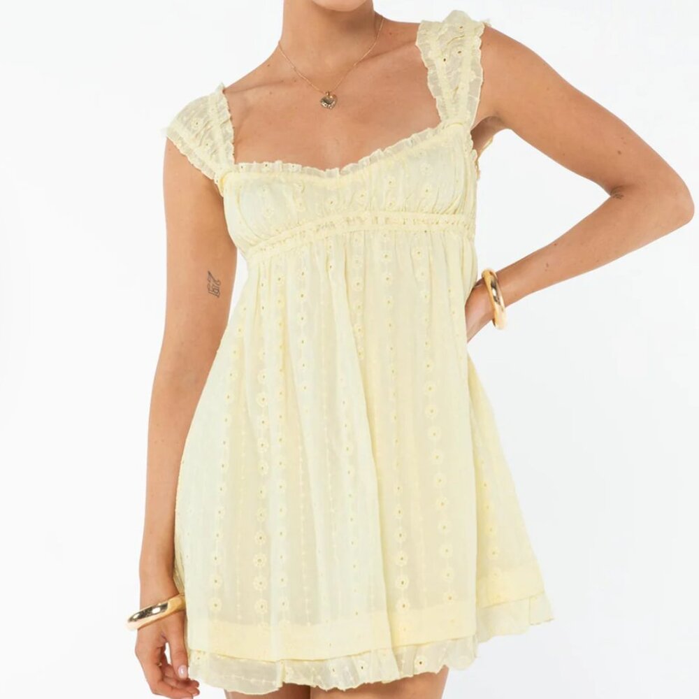 Princess Polly Carlita mini dress yellow (Size two)
